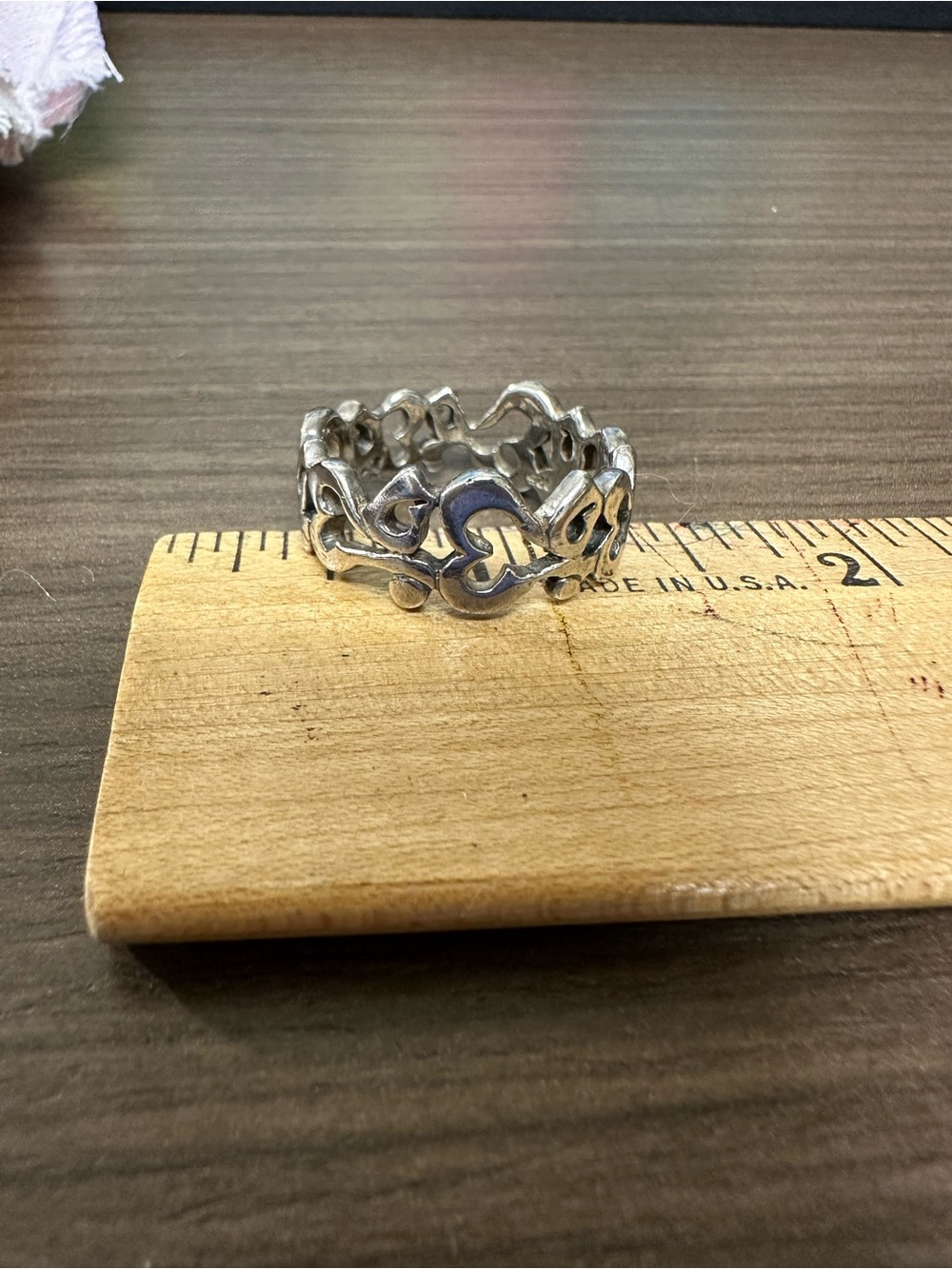 Silver Heart Link Band Ring - Silver